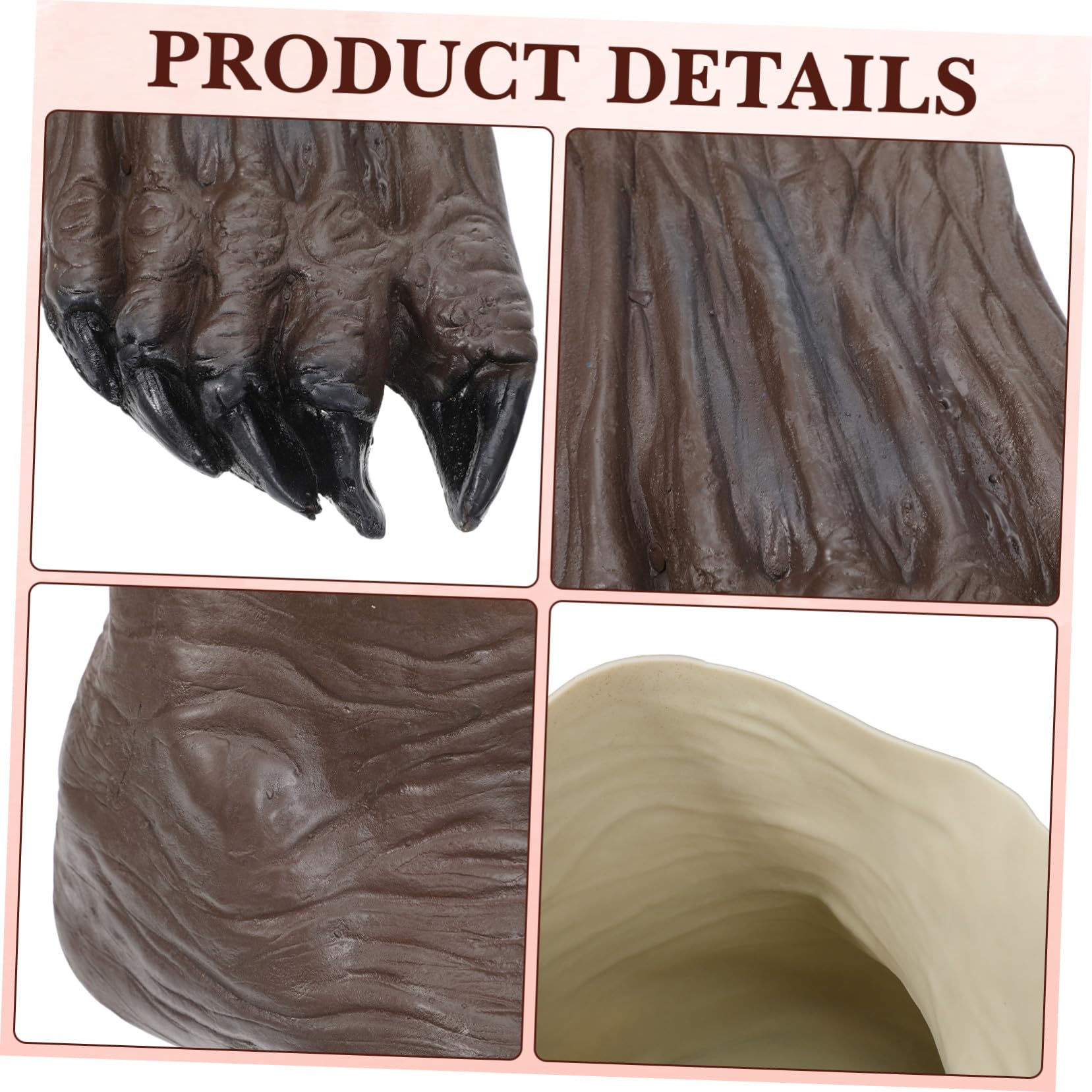 Healeved 2 Paires Horreur Patte de Loup Garou Couverture Halloween Carnaval Déguisement Effrayant Accessoire Unique Marron