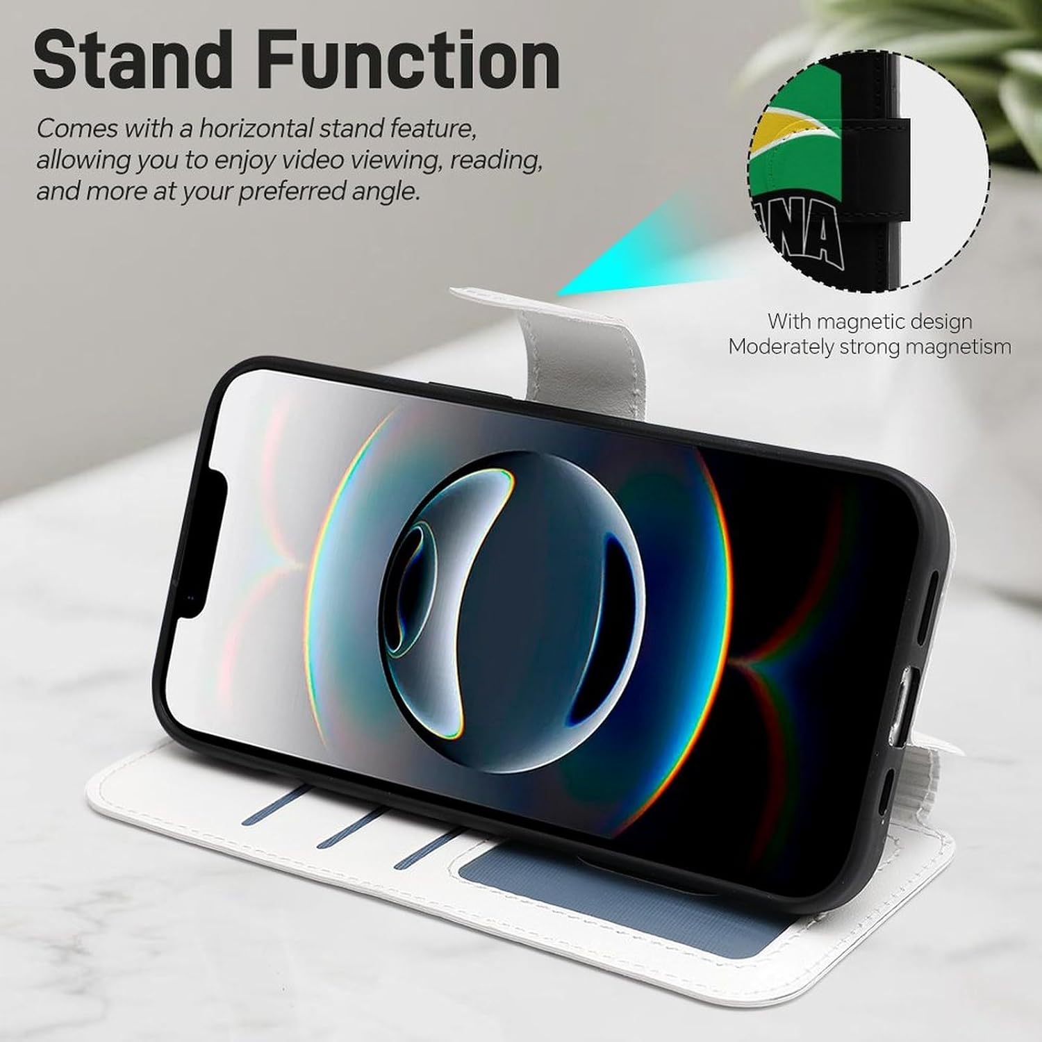 Guyana Flag Guyanese Compatible with iPhone 16/16 Plus/16 Pro/16 Pro Max/16 E Case Phone Wallet Card Holder Flip Cover with Wrist Strap