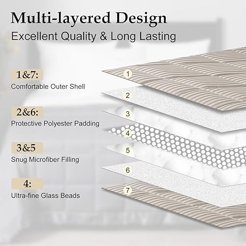 Miniatura 4 de downluxe - Manta con peso y cuentas de cristal, para todas las estaciones, lavable a máquina, tamaño king, 18 libras (color arena, 90 x 108 pulgadas)