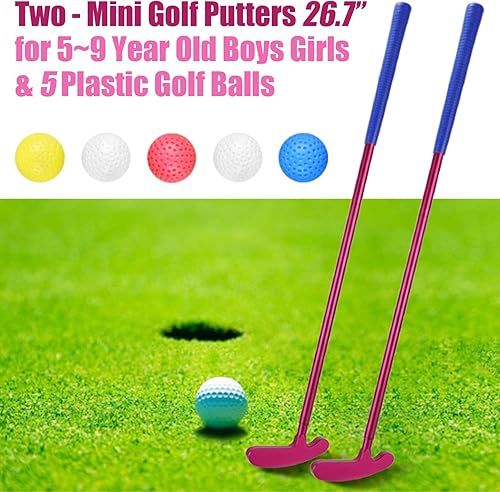 Miniatura 6 de Kids Metal Golf Clubs Toys, Beginners Metal Golf Putter with 5 Plastic Balls, 2 Metal Golf Clubs - Outdoor Sport Toys Gift for 6 7 8 9 Year Olds