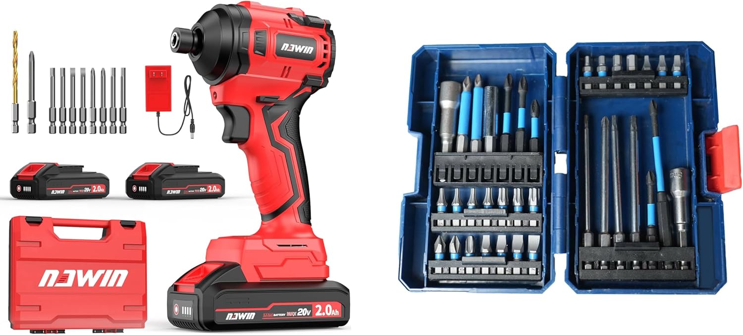 NAWIN 20V 1/4" Impact Driver + Impact Driver Bit Set