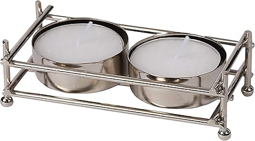 Miniatura 5 de Ner Mitzvah Portavelas de té con velas de té - Portavelas niquelado - Se adapta a todas las velas de té de tamaño estándar