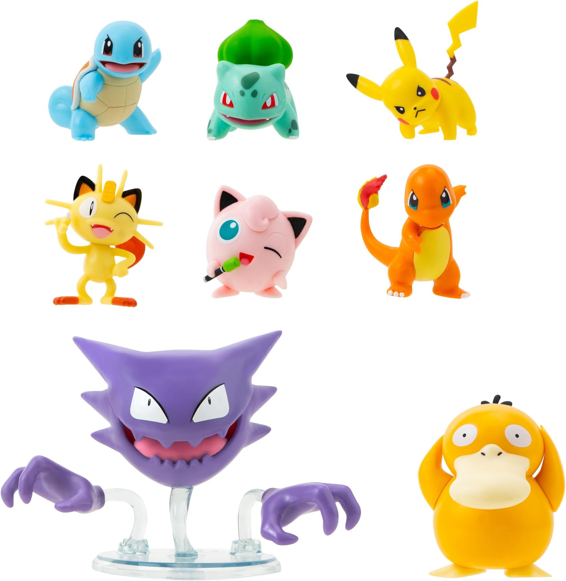 Pokemon Battle Figure 8-Pack - Comes with 2? Pikachu, 2? Bulbasaur, 2? Squirtle, 2? Charmander, 2? Meowth, 2" Jigglypuff, 3? Loudred, and 3? Psyduck