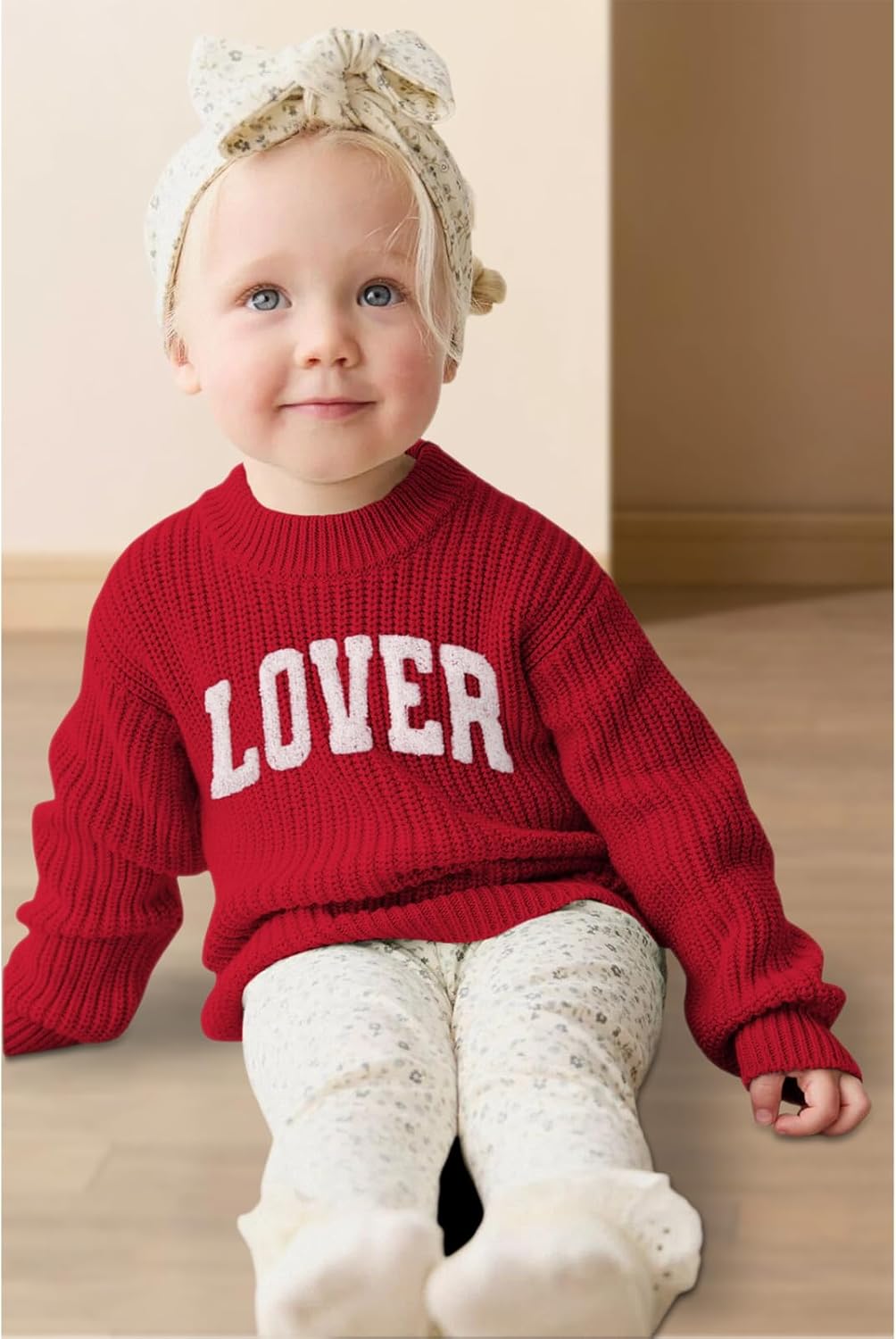Valentines Sweater for Toddler Baby Girl Boy Lover Letter Embroidery Knit Pullover Tops Holiday Outfits Clothes - Image 3