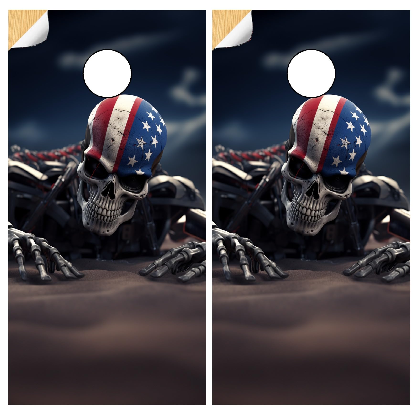 GRAPHIX EXPRESS Cornhole Board Wraps - Cornhole Wraps for Boards - Cornhole Decals for Boards - Cornhole Vinyl Board Wrap - Cornhole Skins for Boards - Cornhole Set - C314 Skeleton American Flag