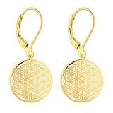 925 Sterling Silver Flower of Life Drop&Dangle Leverback Earrings