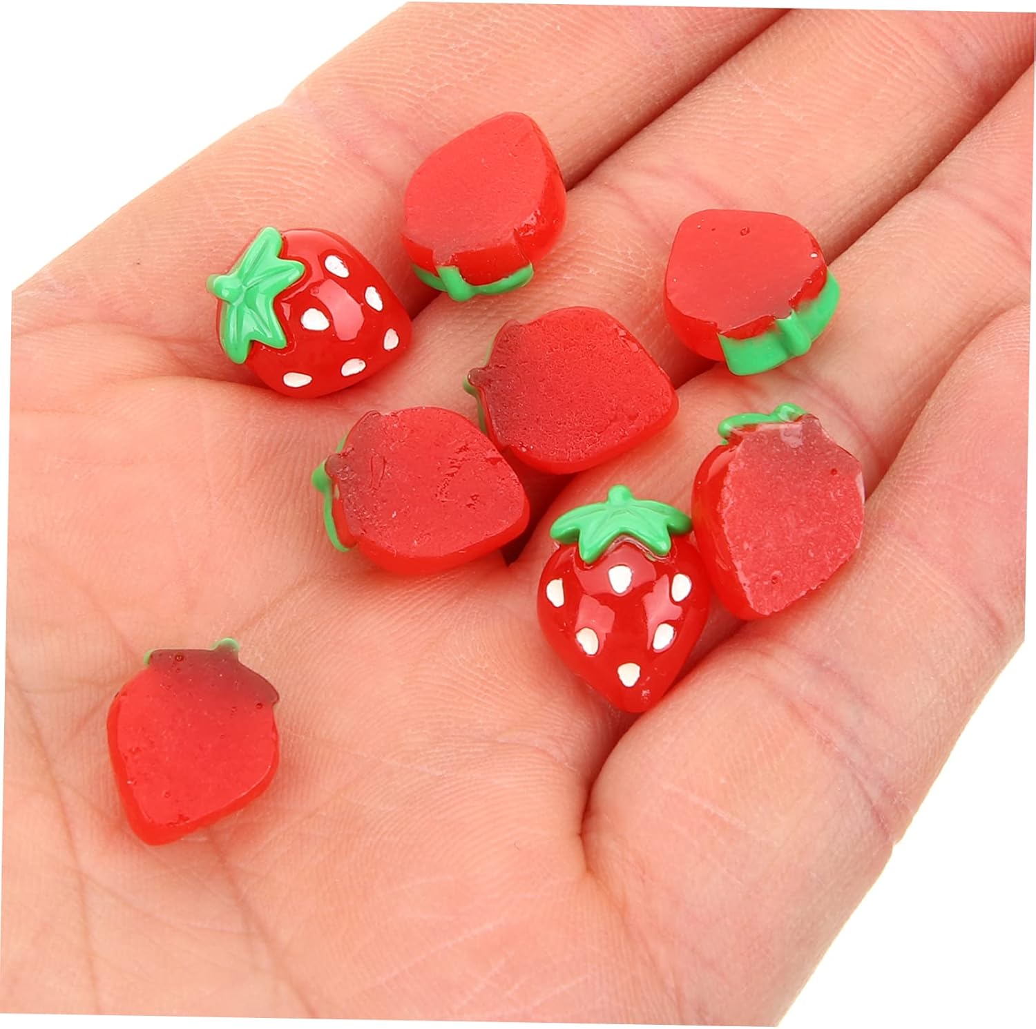 300 Pcs Nail Embellishments Hand Decor Nail Art Decorations Fruit Slices Nail Fruit Slices Nail Art Strawberry Slices Resin Fruit Slices Nail Art Charm Sliced ??Cherries Decorate (Color : Red, Size