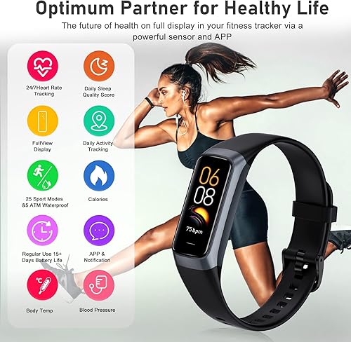 Miniatura 2 de Rastreador de actividad física con frecuencia cardíaca 247, monitor de sueño de presión arterial de oxígeno en sangre, rastreador de actividad 5 ATM