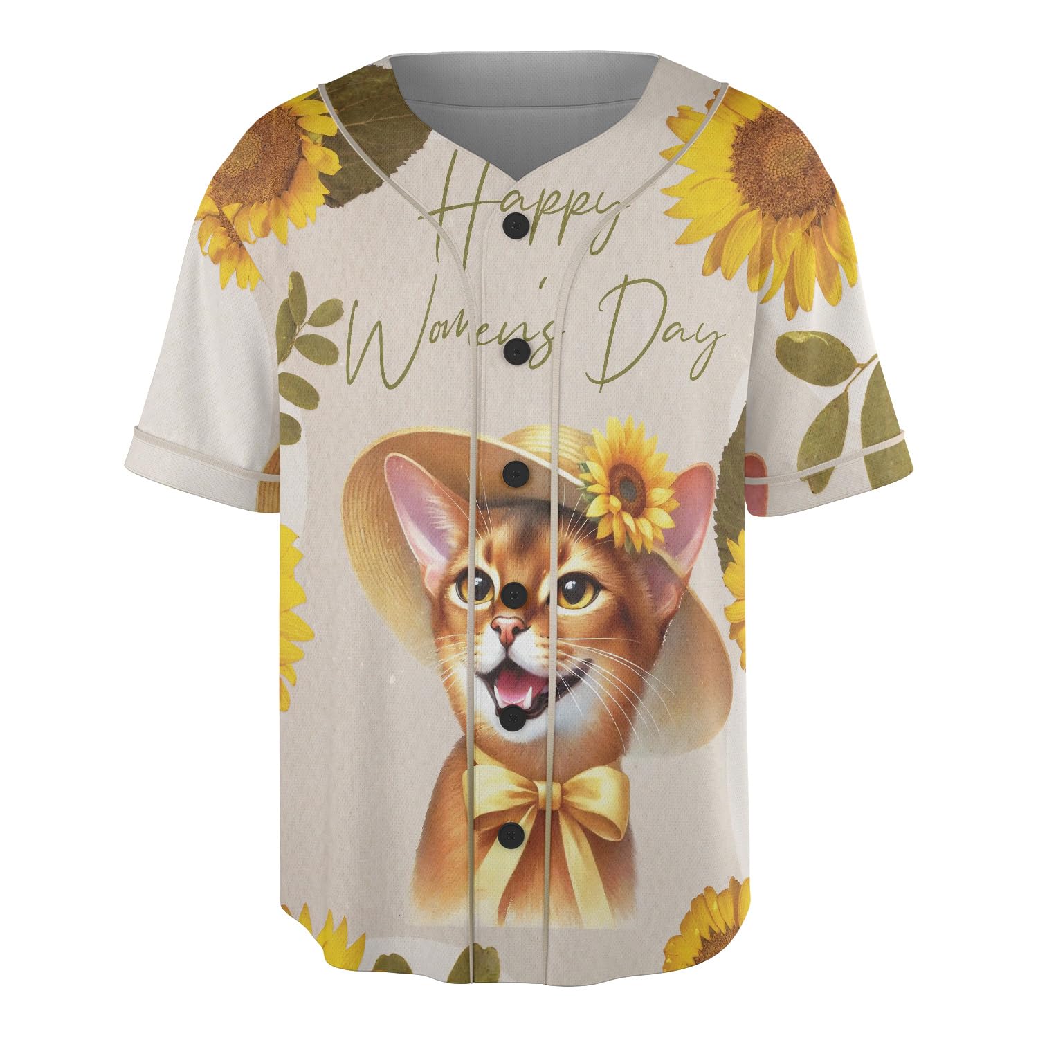 Happy Women's Day Ragdoll Sunflower Vintage Proud Mom All Over Print 3D Baseball Jersey Shirt Cat Lover Kitten Owner Gifts Idea Softball Sport - 02030