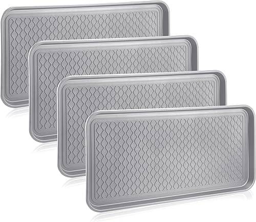 Bandeja de zapatos de 4 piezas para entrada, bandeja impermeable para botas, tapete multiusos para perros y gatos, bandeja de comida para mascotas,