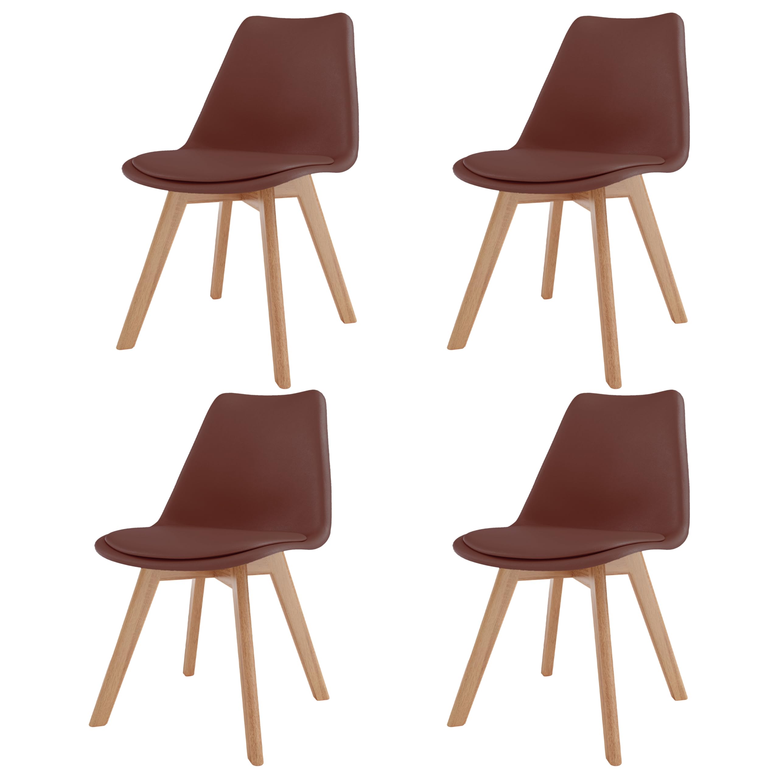 Arreditaly Set Di 4 Sedie Per Sala Da Pranzo Ufficio Con Gambe In Faggio Legno Massello Massiccio Stile Nordico Scandinavo Comoda Seduta Imbottita Ideale Per Soggiorno Sala Riunione (Rosso Cremlino)