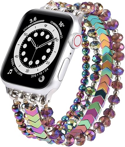 Miniatura 19 de MOFREE - Pulsera de cuentas elástica para reemplazo de correa de Apple Watch de 40 mm, 38 mm, 41 mm, 42 mm para Series SE, 10, 9, 8, 7, 6, 5, 4, 3,