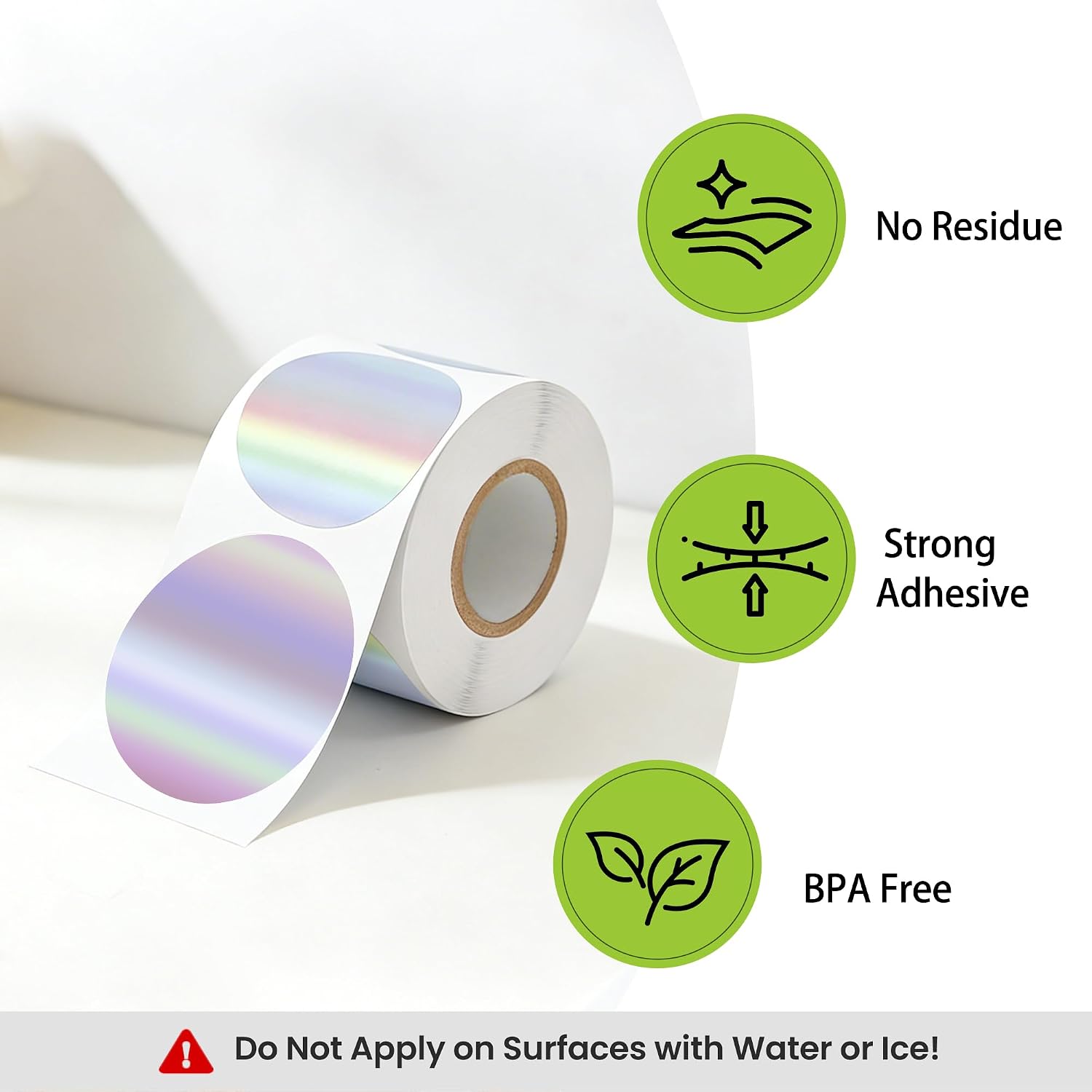 300 PCS 2 Inch Round Holographic Printable Thermal Stickers Rainbow Design Thermal Labels Strong Adhesive Thermal Printer Labels for Gift Wrapping & DIY Projects - Purple (1 Roll) image 4