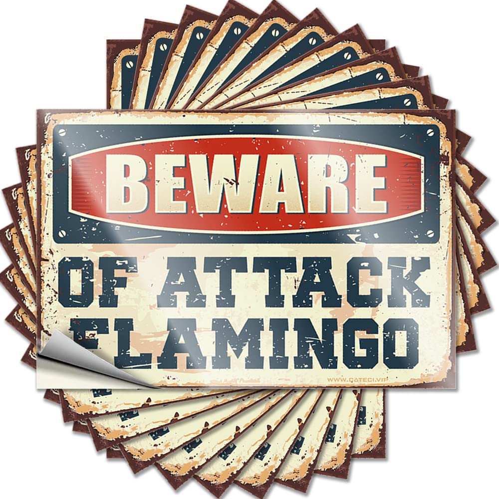 Tattoo Outdoor Patio Accessories Motorcycle Aesthetic Tumbler Beware of Attack Flamingo - Scratch Resistant Stickers(8X12CM)