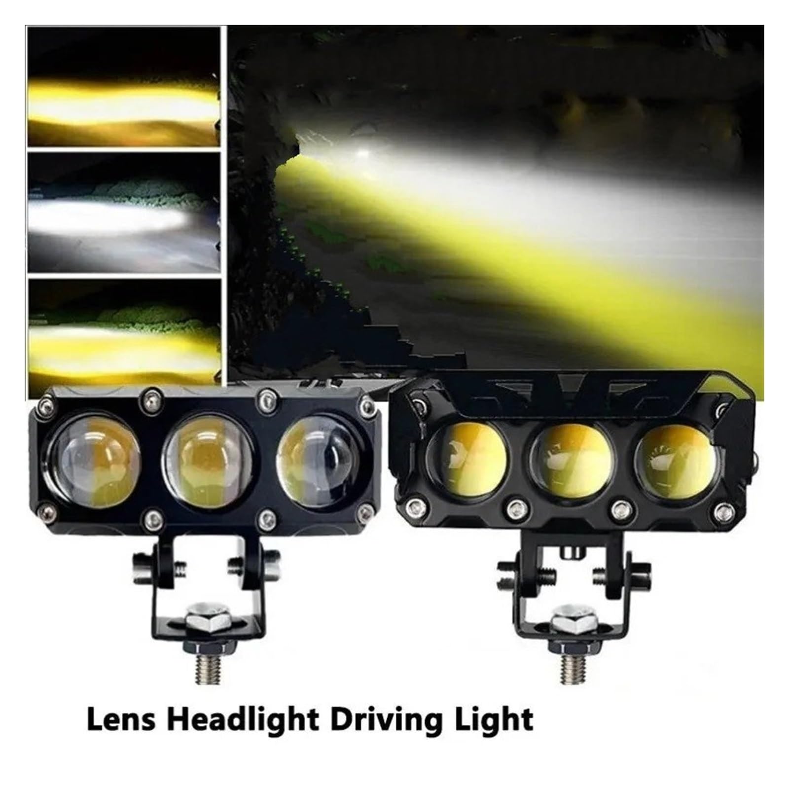 Foco LED Para Motocicleta Faros Antiniebla Haz Alto/bajo Doble Color Coches Camiones Para SUV Para UTV 12V 24V Para Minilente Conducción Faros De Motocicleta