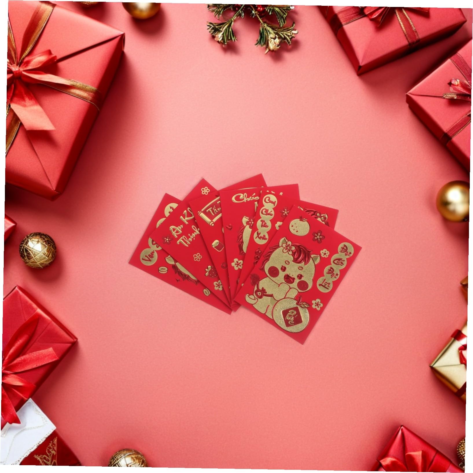 Angoily 360 Pezzi Buste Rosse Piccole Cinesi per Capodanno Design Tema Cavallo per Festa Stagionale Matrimoni e Compleanni per Regalare Soldi Fortunati