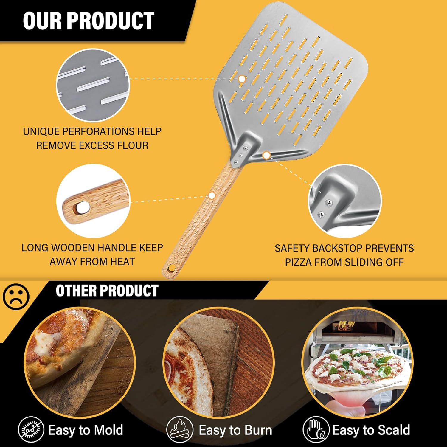 YAKSHA Pizza Stone for Oven and Grill 15" x 12" Large Pizza Grilling Stone and Peel Set with Pizza Cutter Wheel for BBQ, Rectangular Baking Stone for Crisp Bottoms Pies Pastry Bread Calzone : Patio, Lawn & Garden