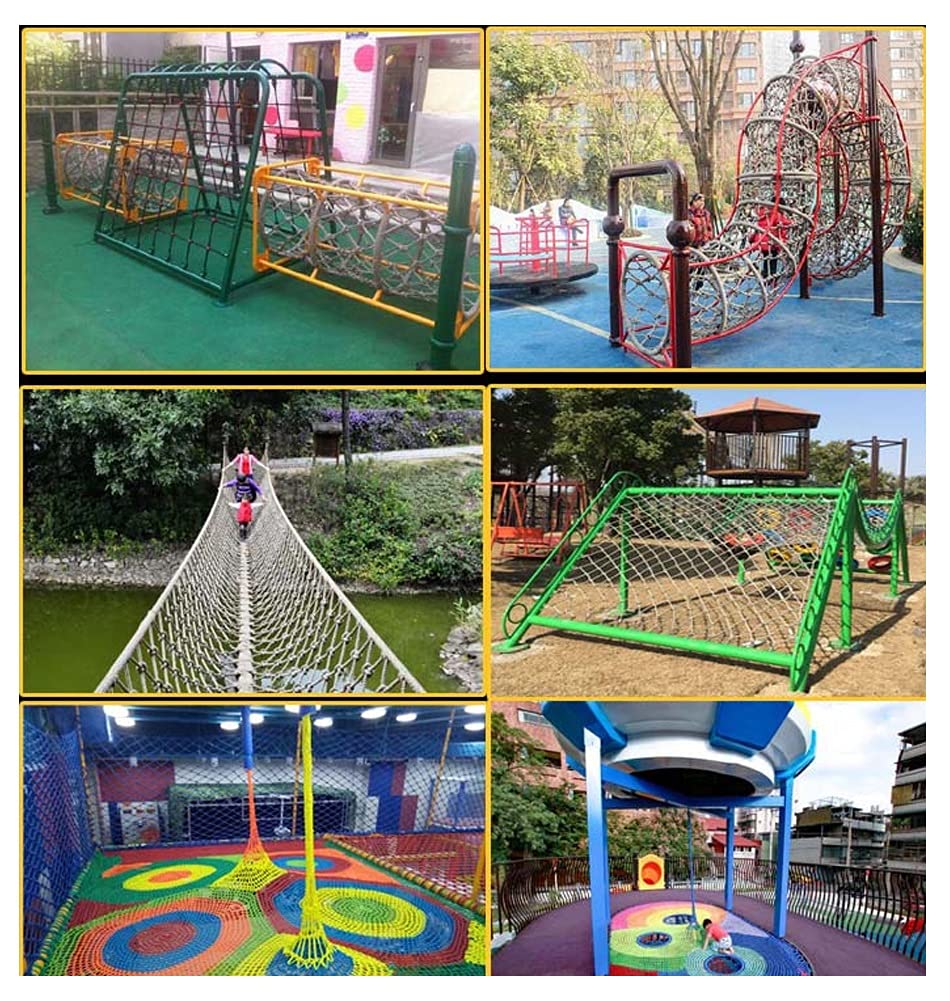 Rete da Arrampicata in Iuta e Canapa - Rete di Sicurezza in Corda 2x3 m (6,6x9,8 Piedi) per Parco Giochi, Giardino, carico automobilistico, attività all'aperto, Supporto per Amaca, Maglia re
