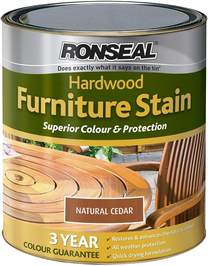 Ronseal HWFSNC750 Hardwood Furniture Stain Natural Cedar 750ml, Stain