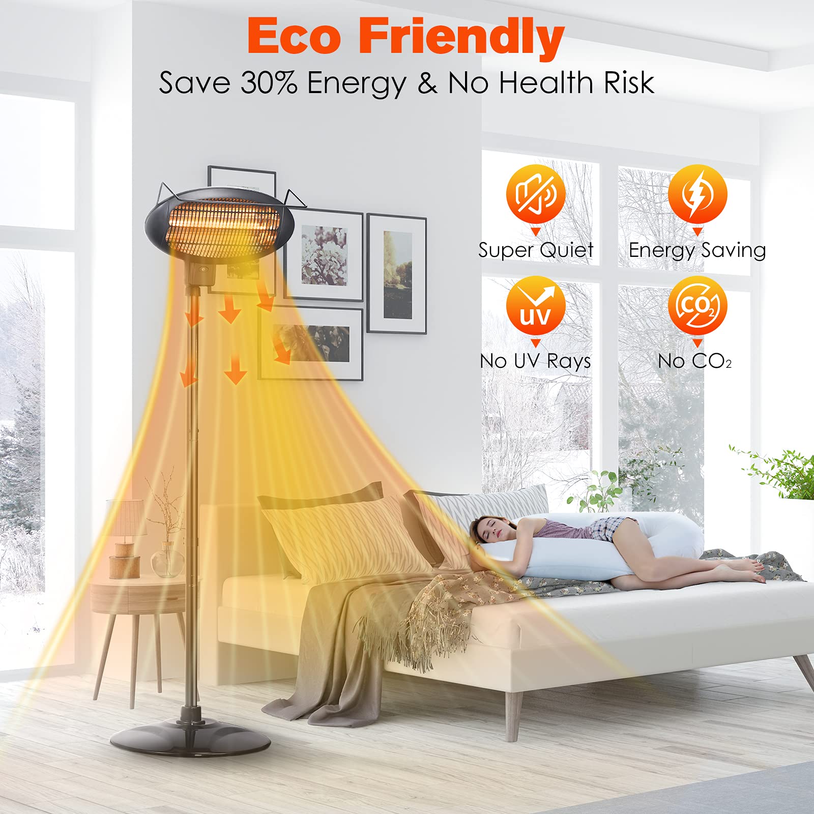 Outdoor Electric Heater 1500W Patio Heater, 3 Power Level Heater for