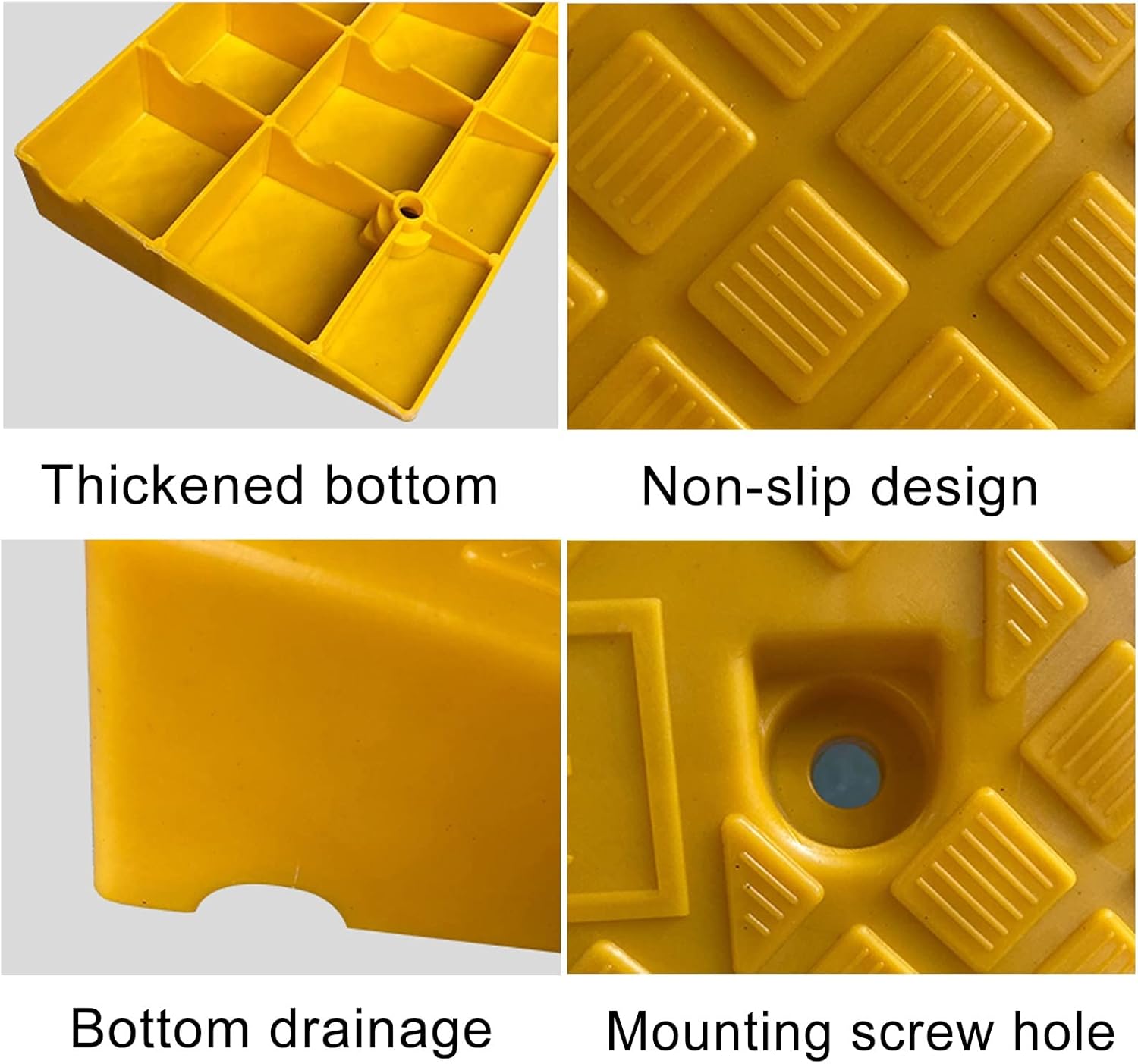 Lightweight Curb Ramp,Portable Kerb Ramps,Step Mat Foot Ramp,PVC Plastic Thicken Bottom of Groove for Garage,Scooter,Bike,Motorcycle,Wheelchair (Color : Yellow, Size : 49x22x6cm)