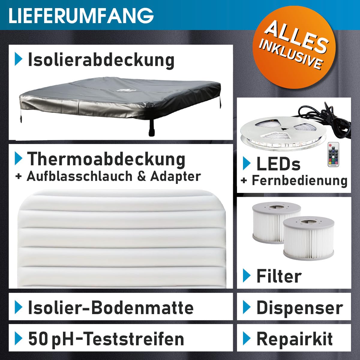 BRAST Whirlpool MSpa Amber Aero Plus mit Fester Außenwand | 180x180x65cm für 6 Personen | 140 Massagedüsen | LED-Beleuchtung in 20 Farben | Ganzjähriger Einsatz Winterfest | In & Outdoor Pool