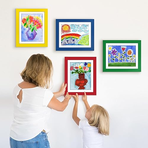 Miniatura 2 de Americanflat Marco de arte infantil de carga frontal multicolor  Marco de 8.5 x 11 pulgadas con paspartú y 10 x 12.5 pulgadas sin paspartú  Marcos
