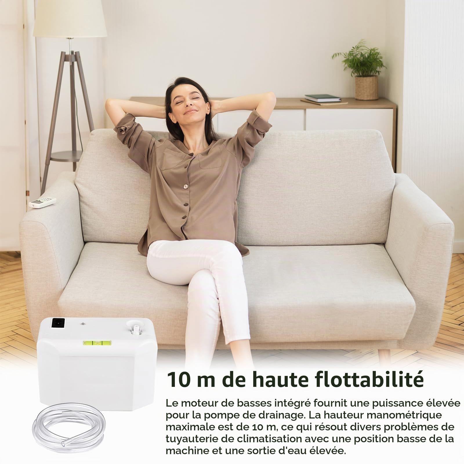 Pompe à condensat 24 l/h 8 kW, tuyau 5 m - Climatisation - Réservoir 200 ml, levage condensation, alarme débordement