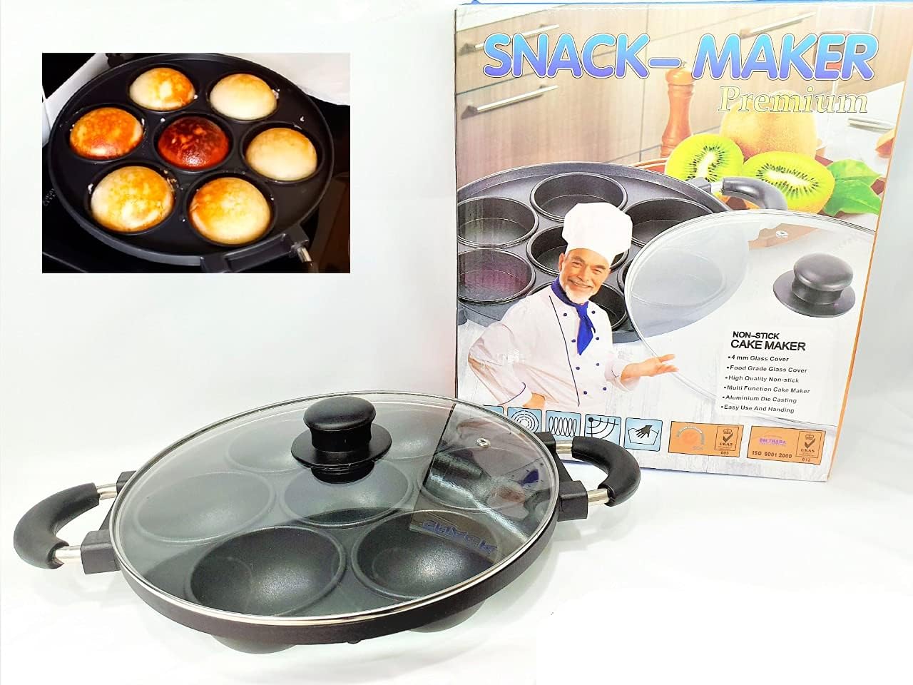 ARTC 7pc Vitumbua pan 7pc hole pan Nonstick pan Snack maker pan 7 Pit