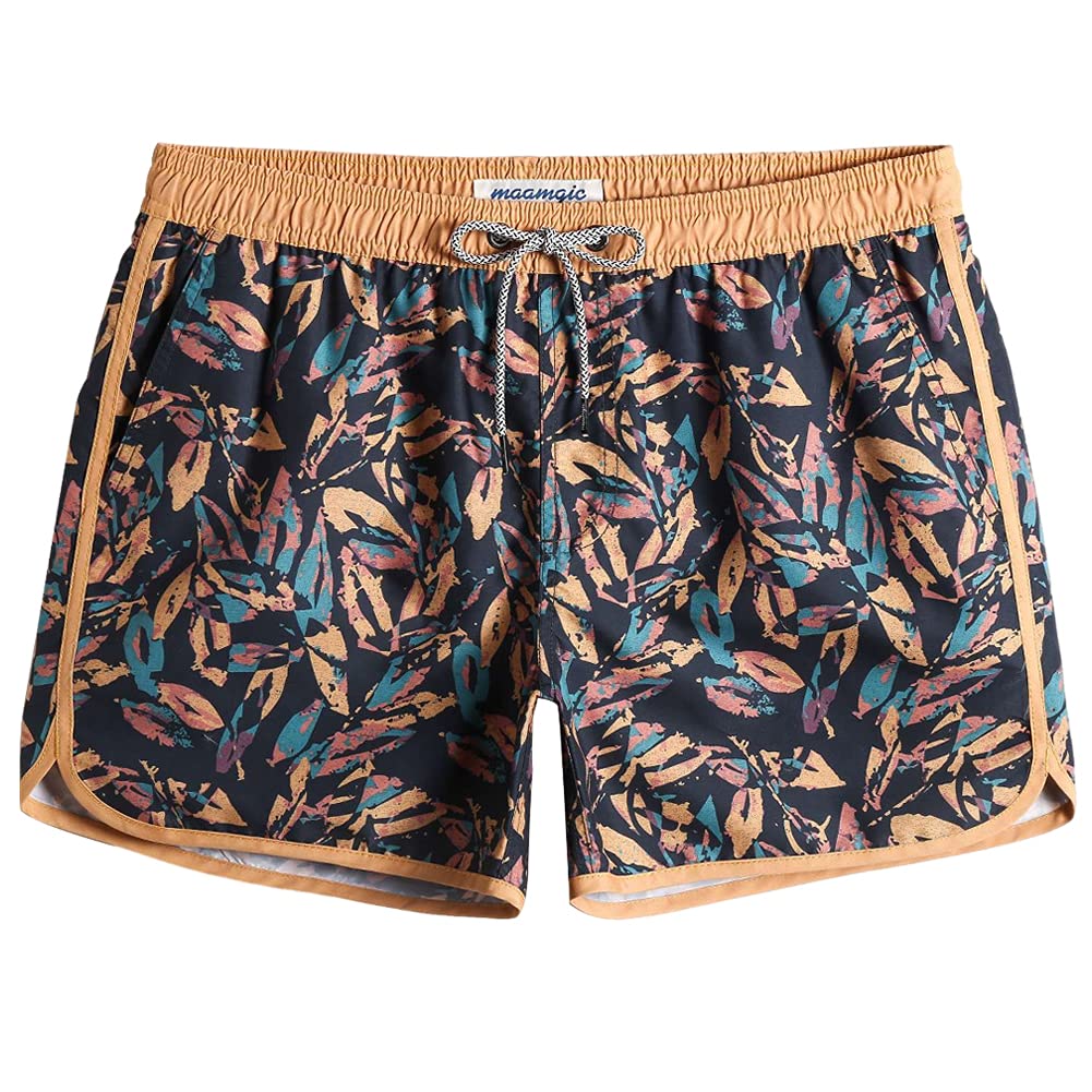 maamgic Herren Badeshorts Vintage Retro Boardshorts Schnelltrocknend Kurz Badehose Schwimmhose mit Mesh-Futter und Verstellbarem Tunnelzug