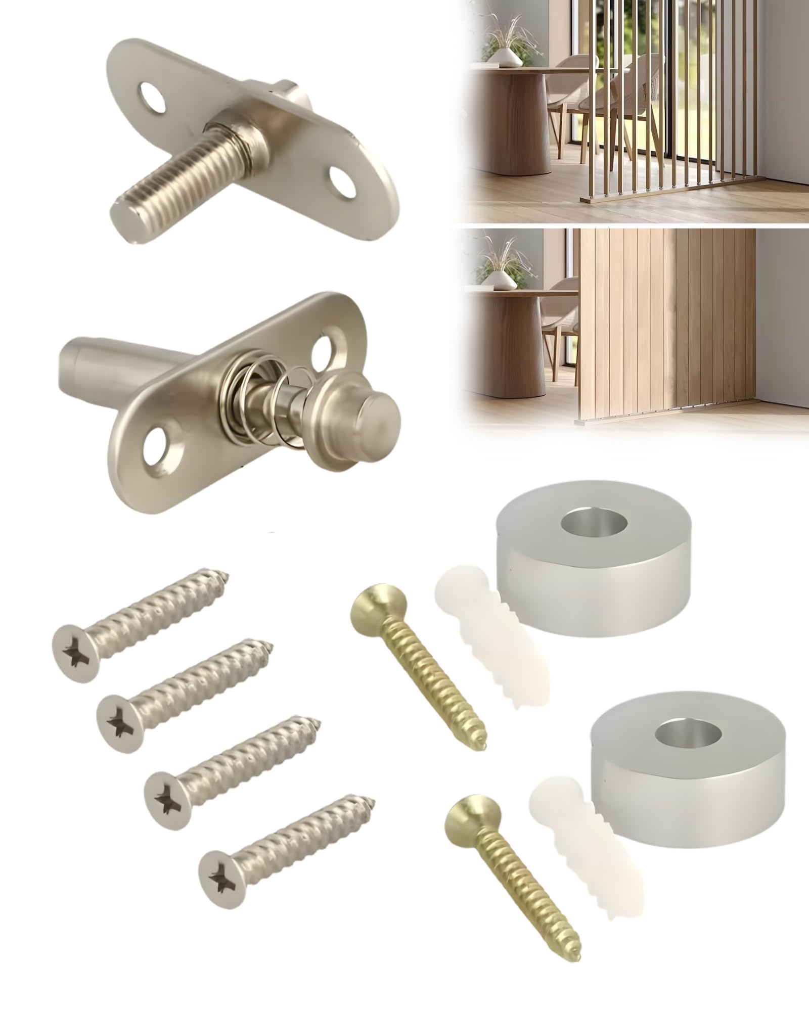 Gedotec Silver Pivot Hinge For Room Divider, 360 Degree Rotation, Rotating Fitting For Room Divider, Concealed Swivel Hinge With Spring Mechanism Including Bearings, Slat Swivel Fitting Concealed Mounting