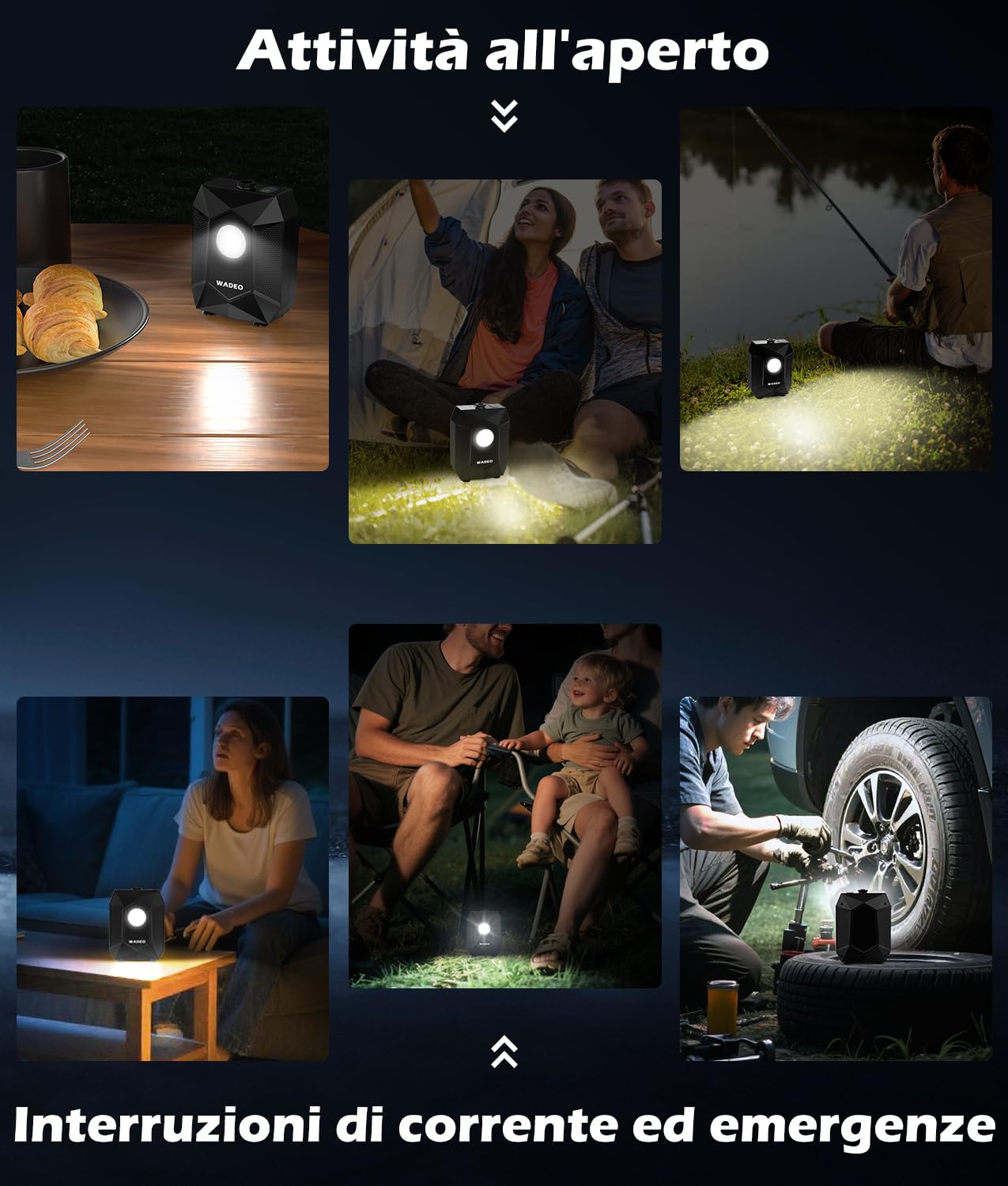 WADEO Doccia da Campeggio, [Secchio Pieghevole da 20L] [6000mAh] Pompa Doccia a Batteria Ricaricabile, Doccia Portatile per Spiaggia, Animali, Auto, Giardino