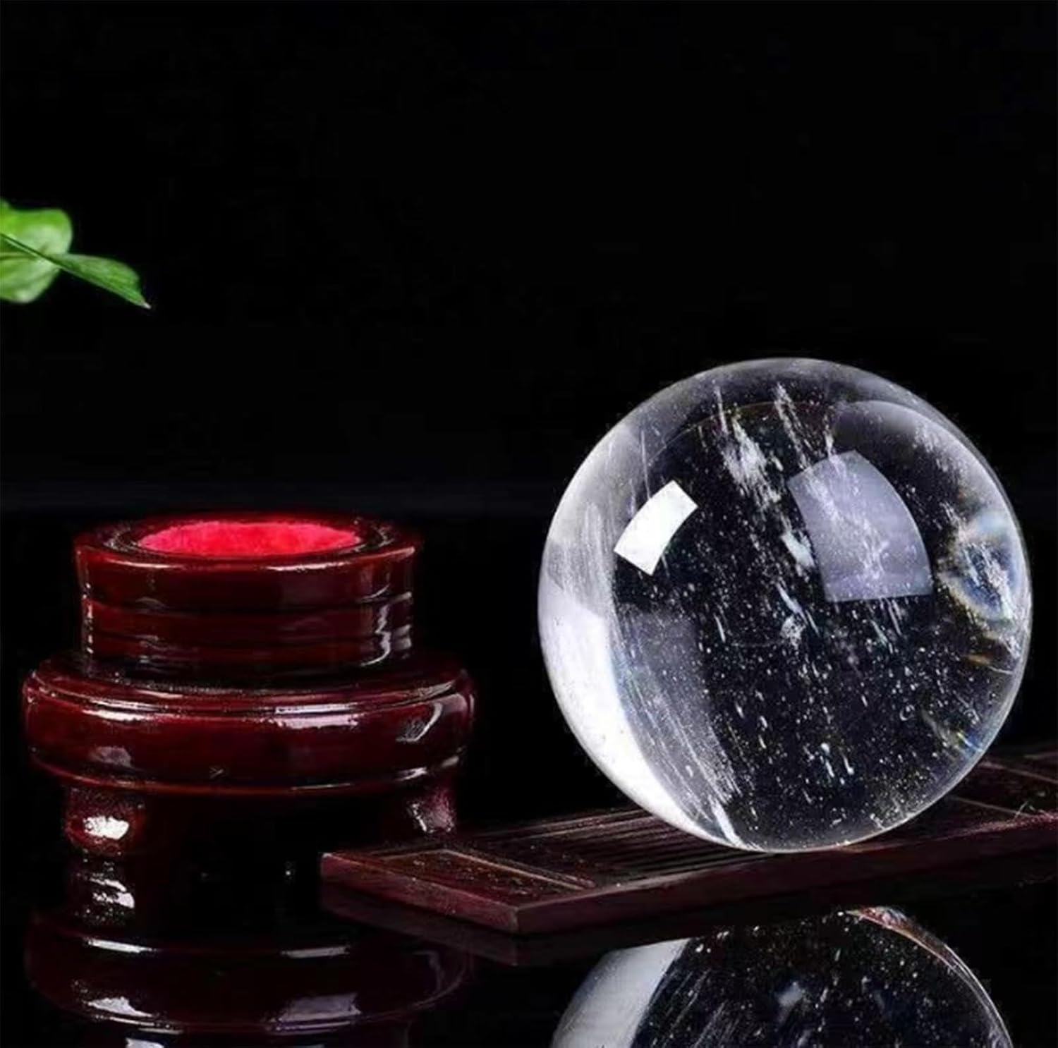 White Crystal Ball Clear Quartz Crystal Ball Gemstone Sphere with Stand Feng Shui Divination Sphere for Home Decor,Fortune Telling,16cm