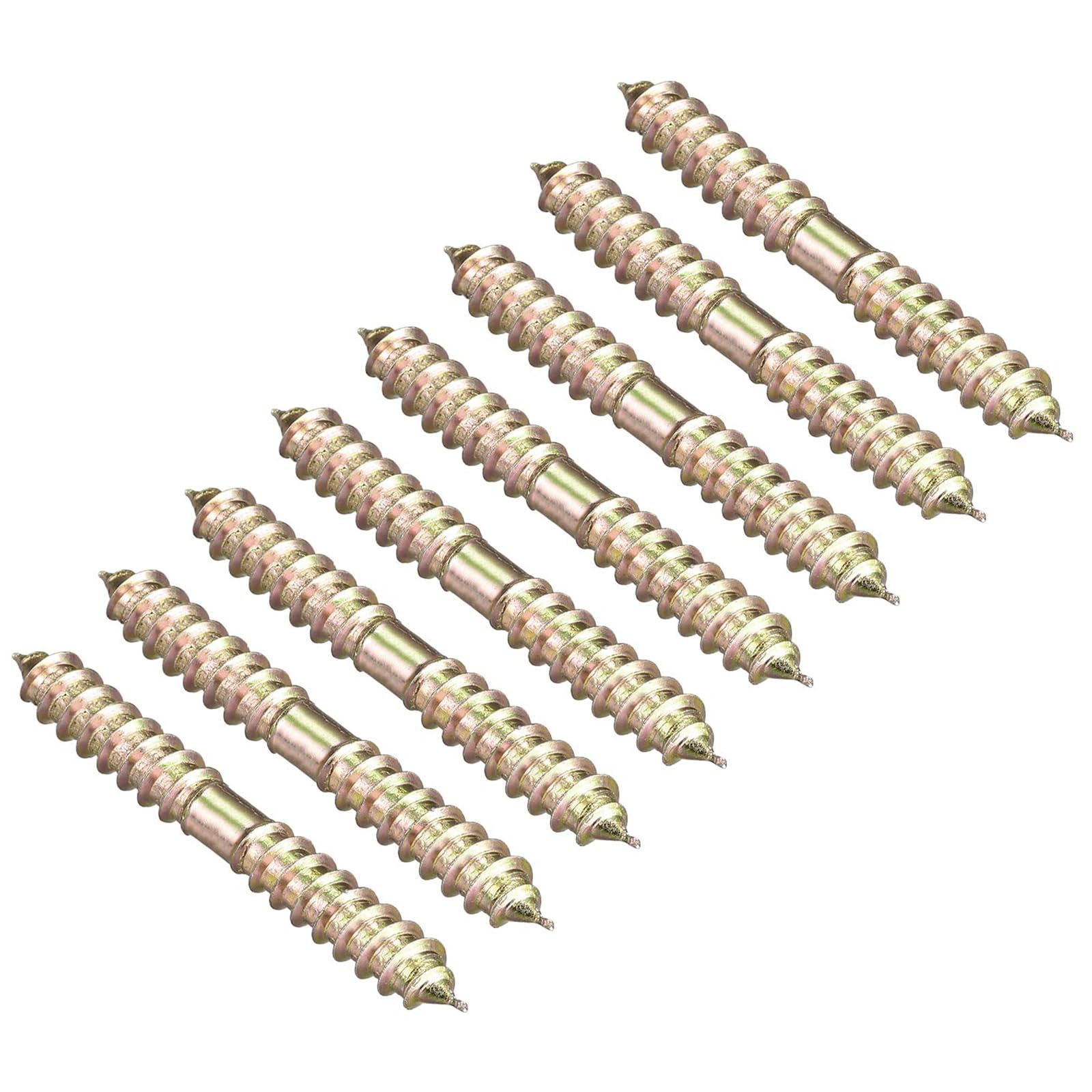 TOP-VIGOR 8Pcs Hanger Bolts, M6x58mm Double Ended Self-Tapping Thread Wood to Wood Dowel Screws, Double Ended Dowel Screws
