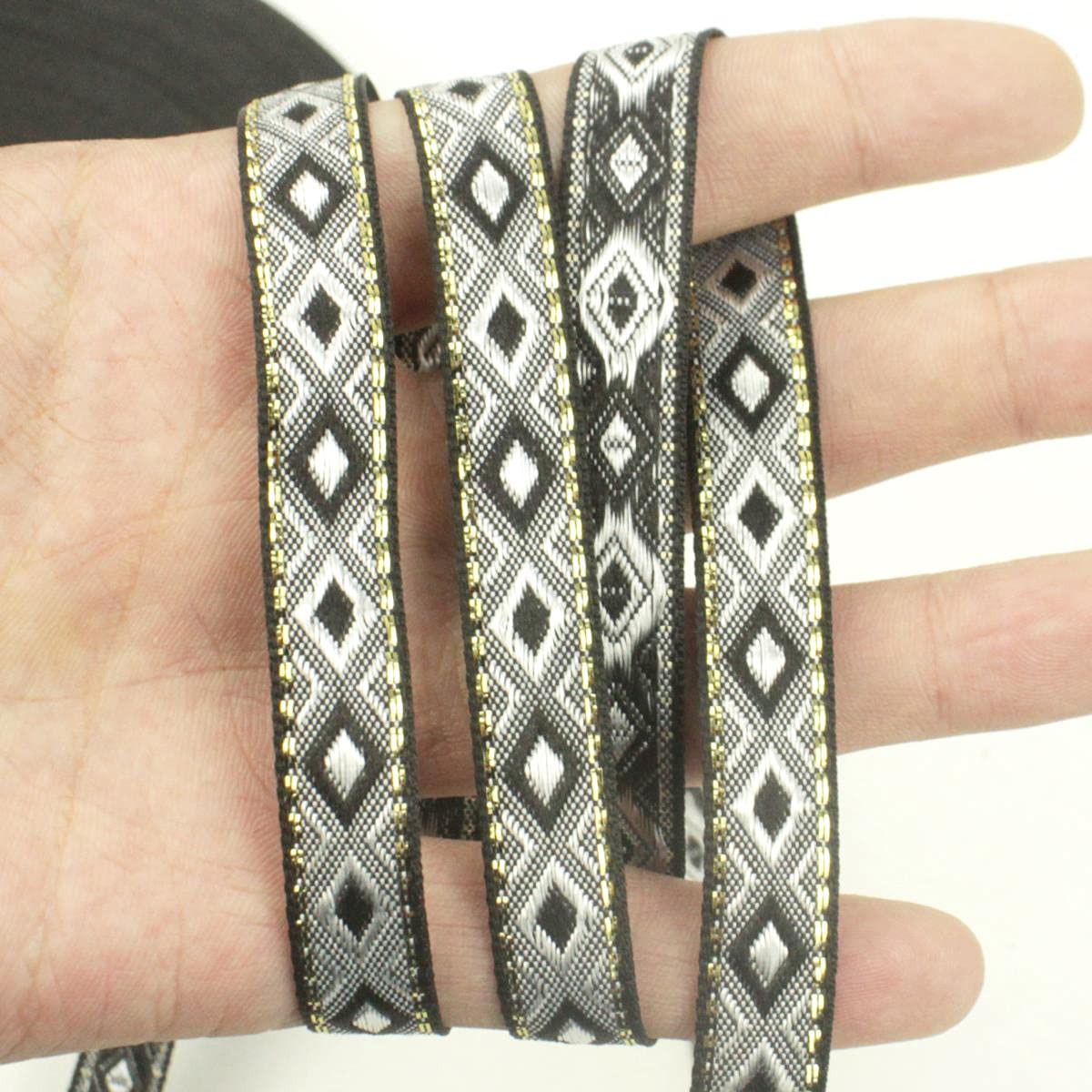 45 m / lotto 1.2 cm di larghezza Jacquard Pizzo Nastro Nastro Artigianato fai da te decorare dollLace Trim Vestiti Borsa Accessori Tessuto ricamato Nastro-8,45 metri prezzo