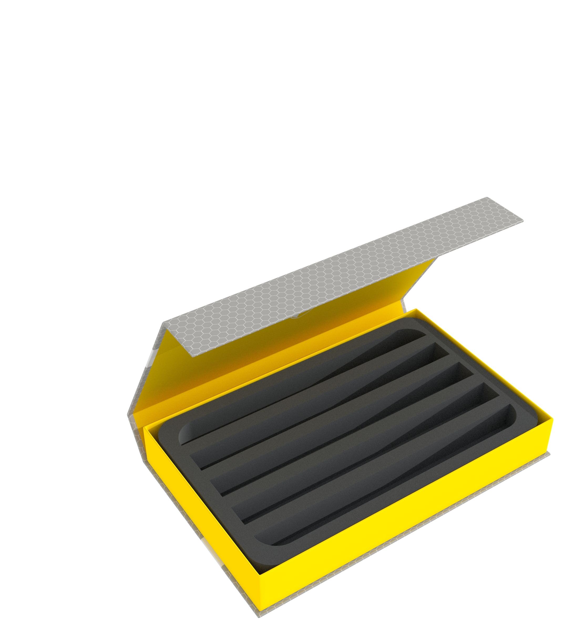 Feldherr Magnetbox gelb für Modelleisenbahnen, Loks und Fahrzeuge - 5 Stege für Spur Z - liegend