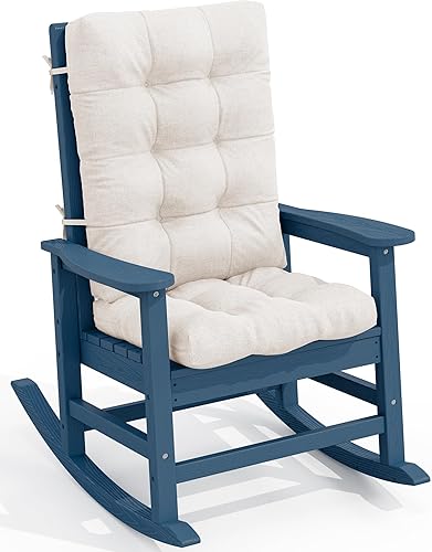 Vista 20 de Mecedora de exterior SERWALL de HDPE, Mecedora de HDPE para adultos, Azul