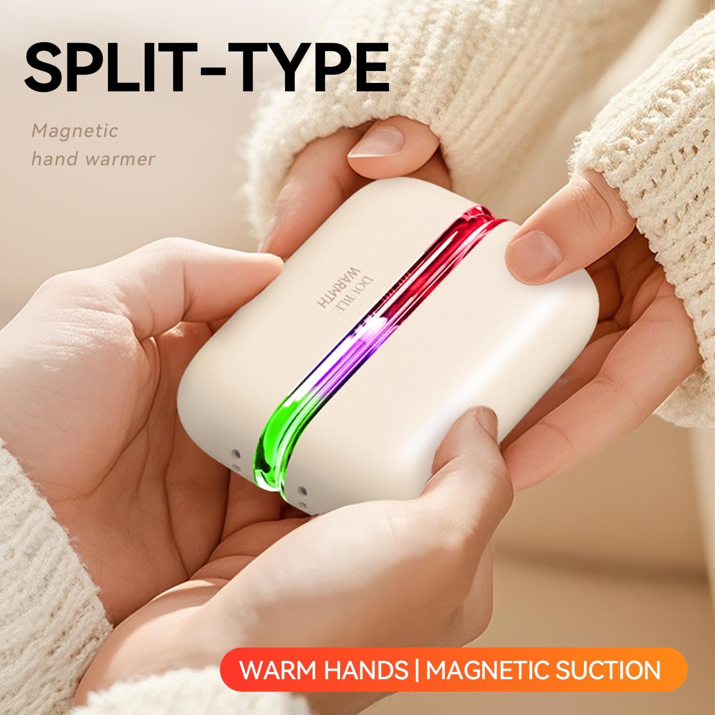 Hand Warmers Rechargeable 2 Pack, 2 in 1Magnetic Electric Handwarmer, 3 Levels Heat Up to 60℉, Portable Mini Pocket Heater for Raynauds, Golf, Camping, Men, Women