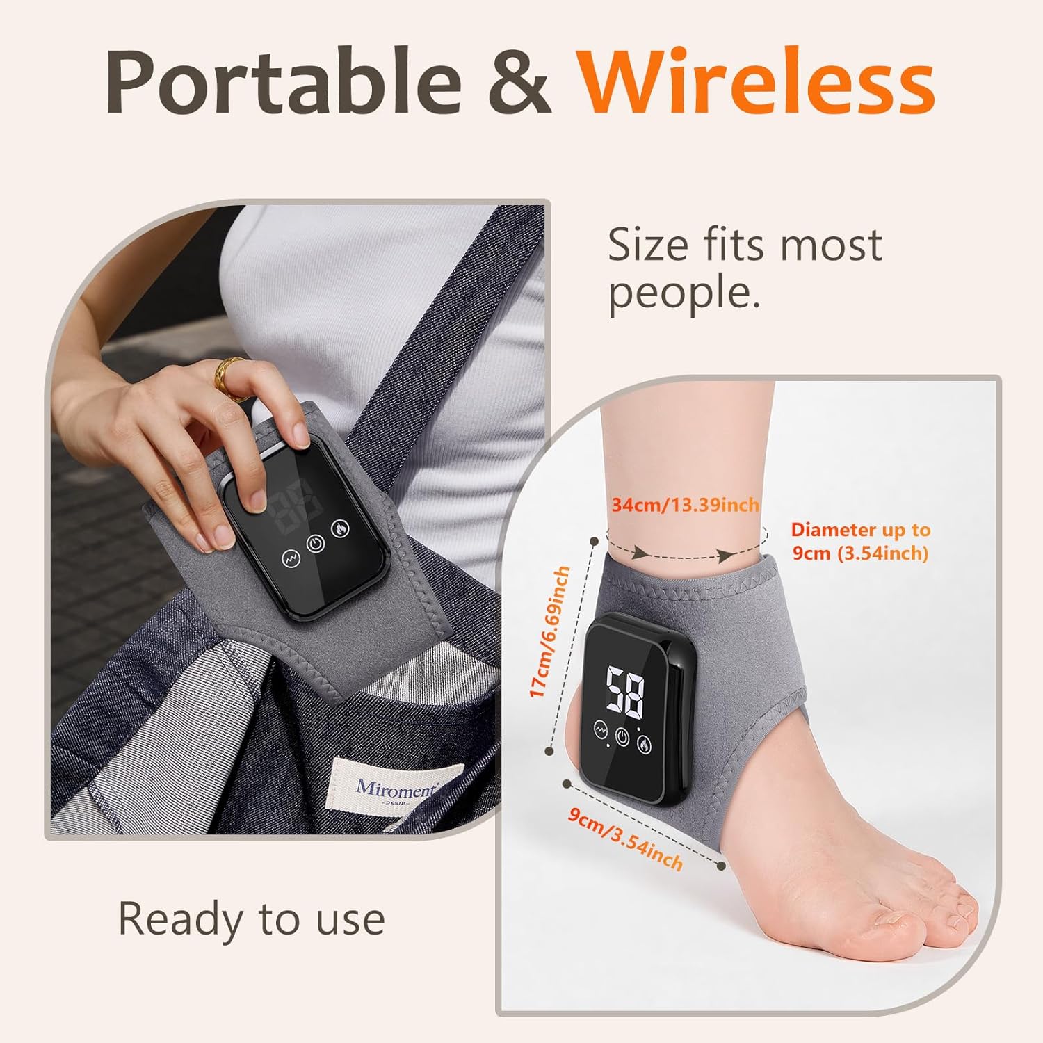 Foot Massager for Neuropathy, 2 Pcs Foot Renew Triple Method Massager with 3-Speed & 3-Temperature, Cordless & Portable Massager for feet and Ankle Comfort & Pain Relief for Home/Office/Travel