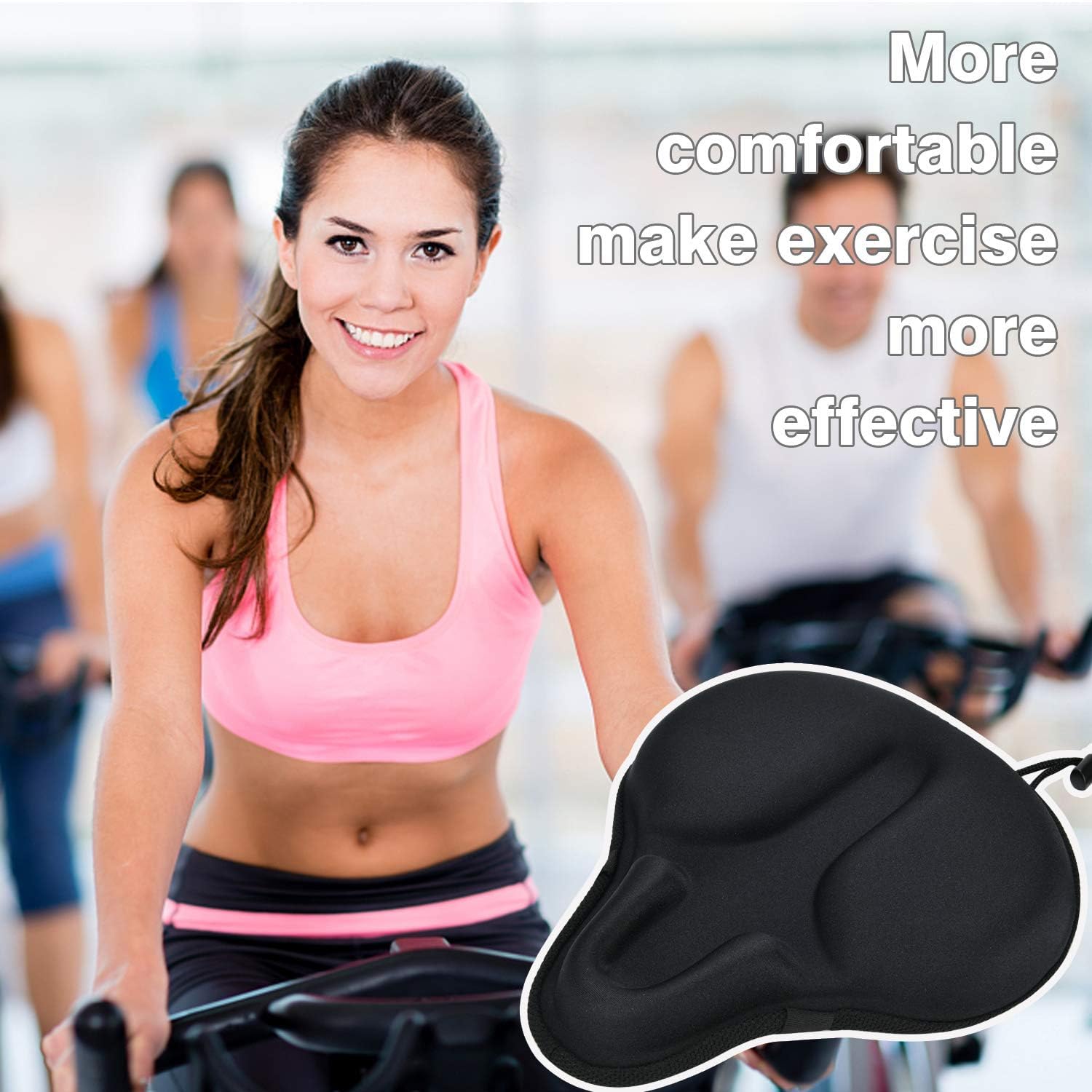 DAWAY Comodo coprisedile per bicicletta, in gel di silicone e memory foam, imbottito, per uomini e donne, morbido coprisella per bicicletta Peloton, esercizi fissi, mountain bike da strada, XL/L/S