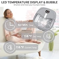 Vista 8 de HOSPAN Masaje giratorio eléctrico plegable para pies, baño de pies con calor, burbujas, control remoto y 24 bolas de masaje Shiatsu motorizadas. Spa