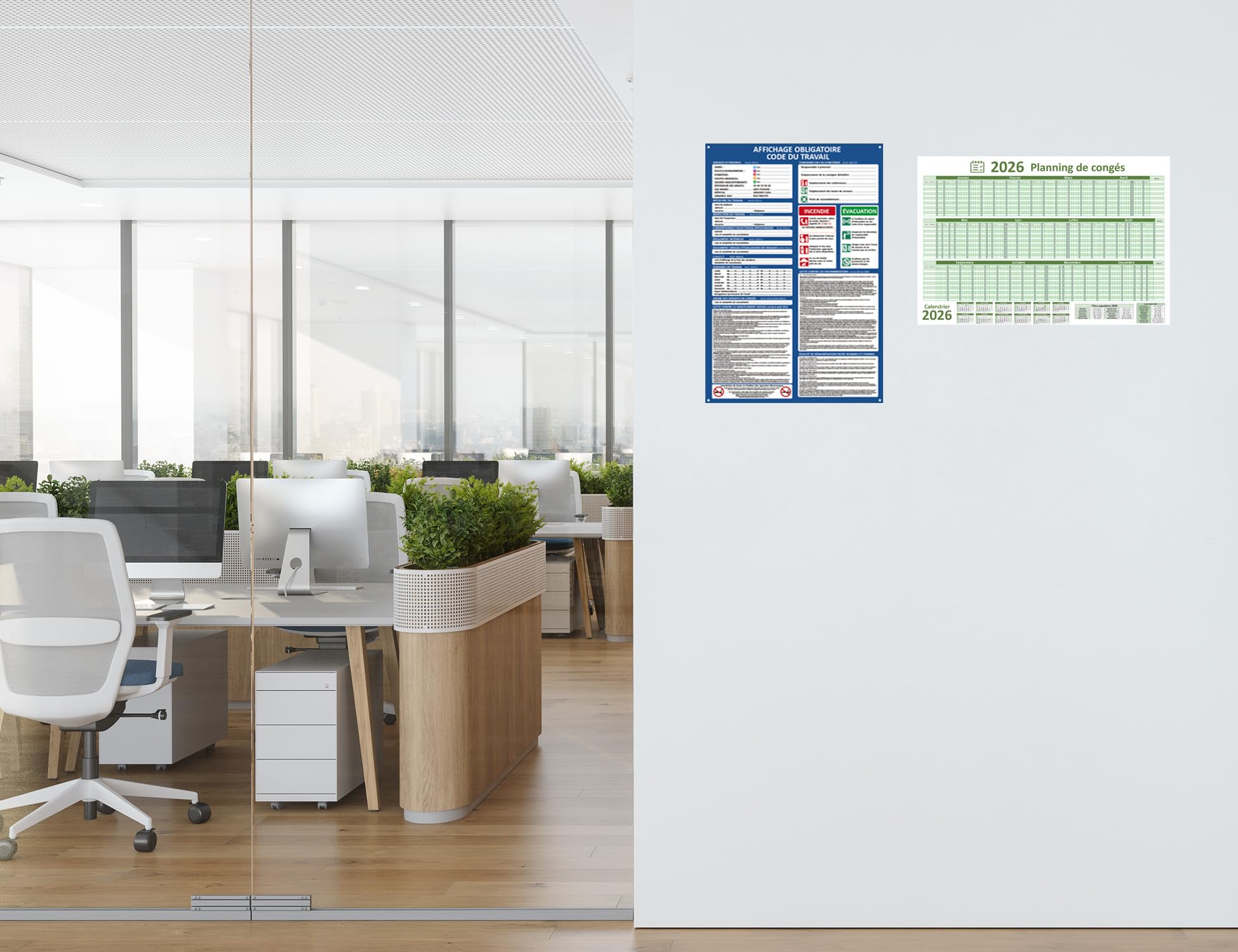 Affichage Obligatoire Entreprise 2026 Panneaux PVC Résistants avec Fixations Incluses – Horaires de Travail, Consignes de Sécurité, Code du Travail, Planning des Congés