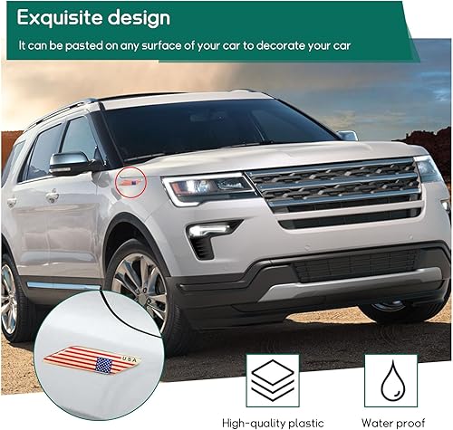 Miniatura 10 de 2 emblemas de bandera tricolor 3D, emblema de aluminio para guardabarros delanteros de automóvil, calcomanías para automóviles y calcomanías de