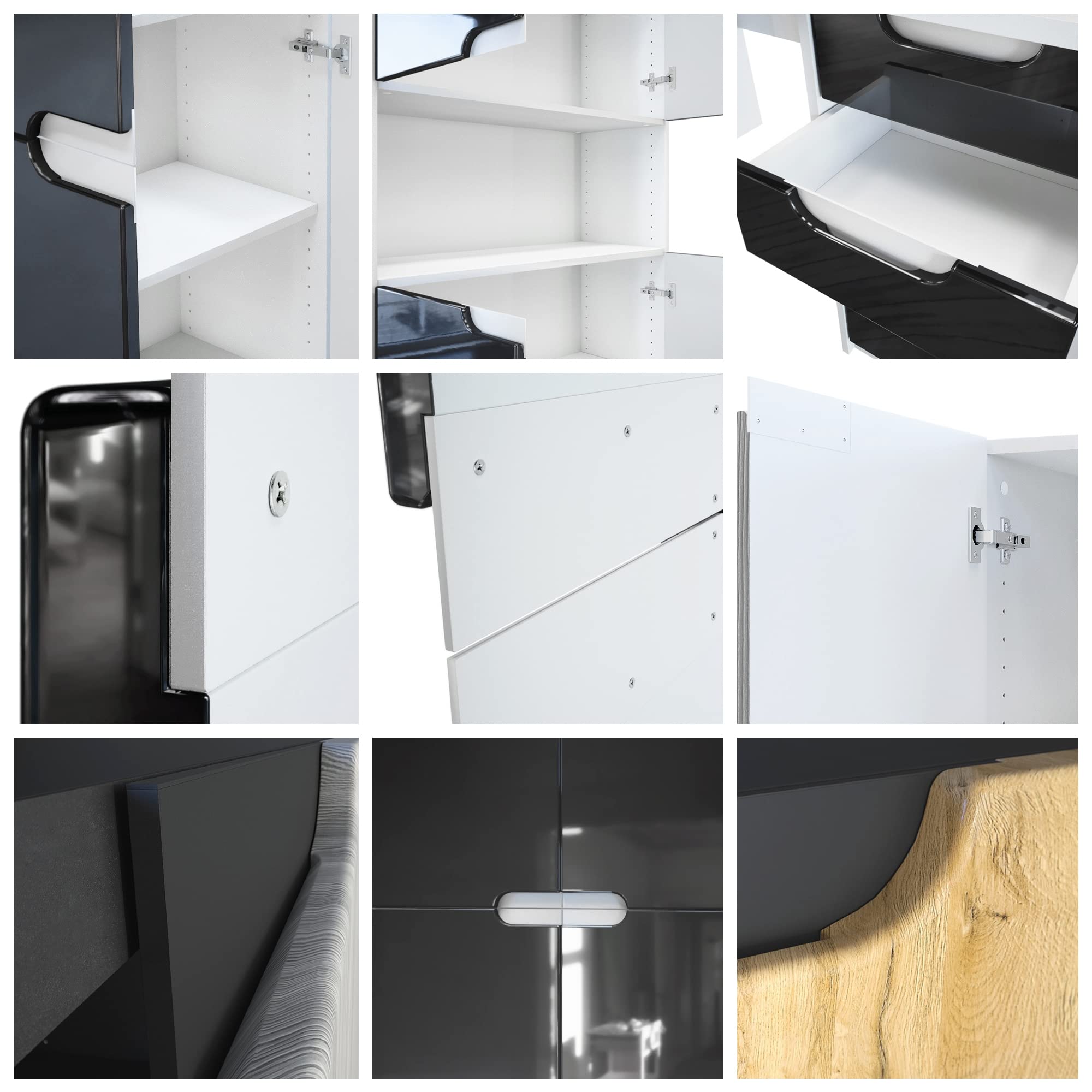 Vladon Büromöbel Arbeitszimmer Set Logan Weiß matt Hochglanz Made in Germany