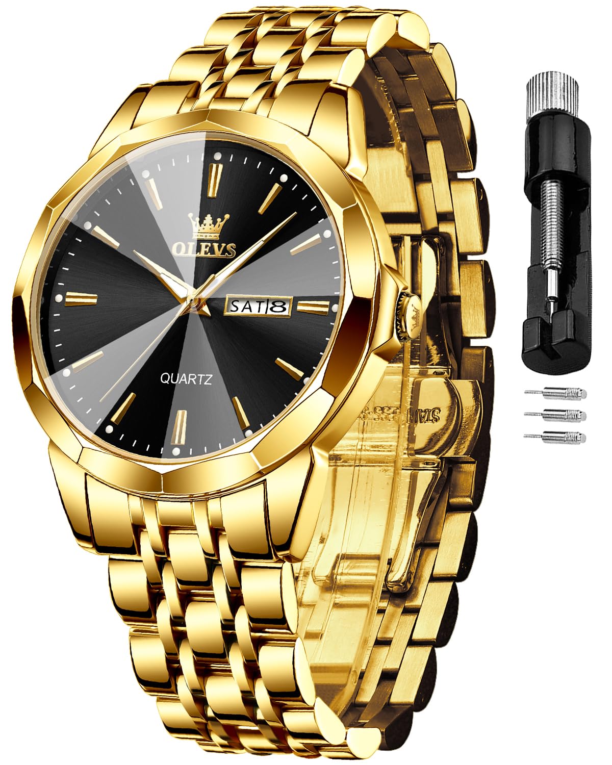 OLEVSWatches for Men Analog Quartz Dress Business Watch Day Date Stainless Steel Classic Casual Luxury Luminous Waterproof Male Wrist Watches