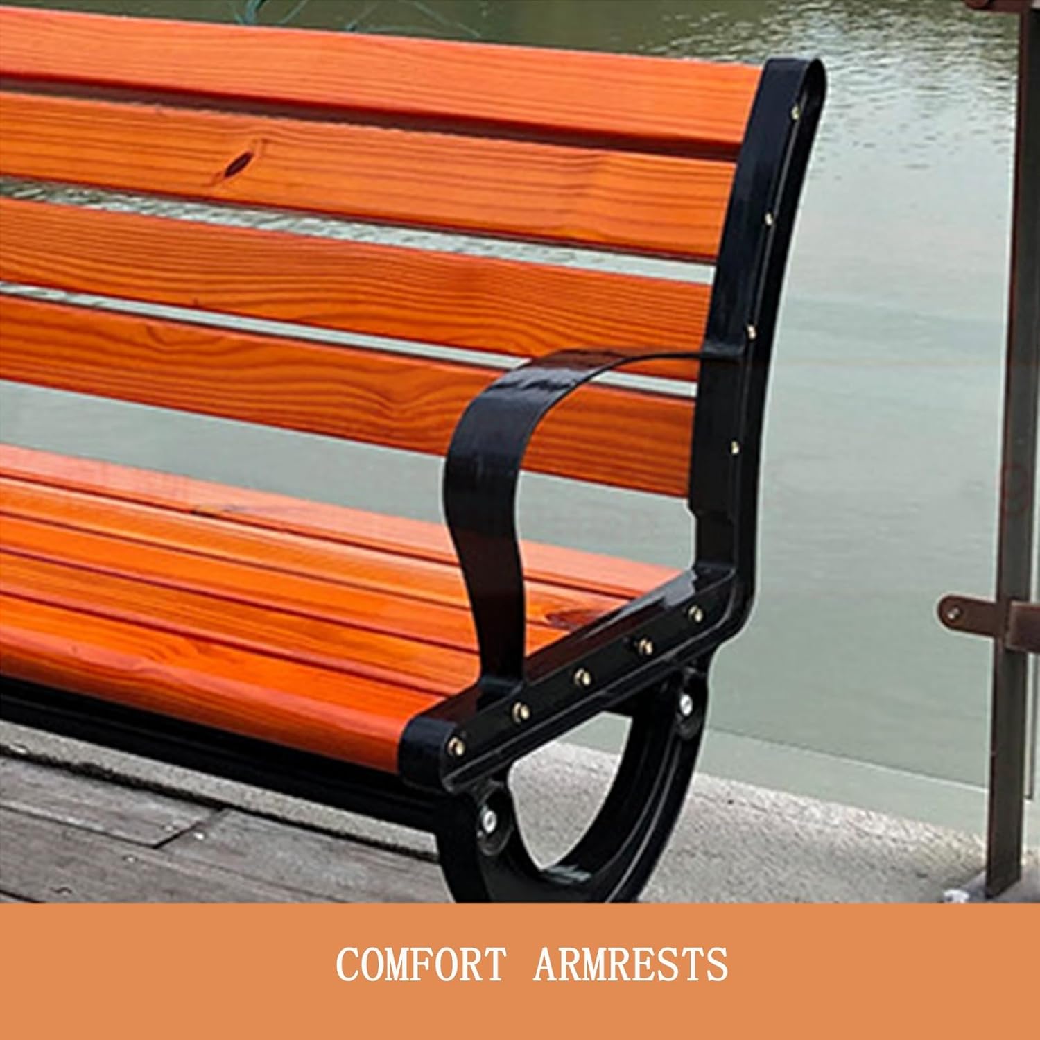 47.24 Inch Outdoor Double Patio Bench Anticorrosive Wood Weatherproof Outdoor Garden Bench Sturdy and Durable Porch Back Chair(150 * 40cm(47.24 * 15.75in))