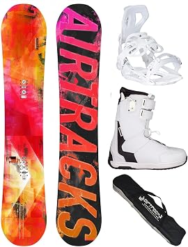 Airtracks Morioirs Women's Snowboard Set Flat Zero Rocker + Binding Master W Fastec + Boots + Sb Bag 144 147 150 156 cm