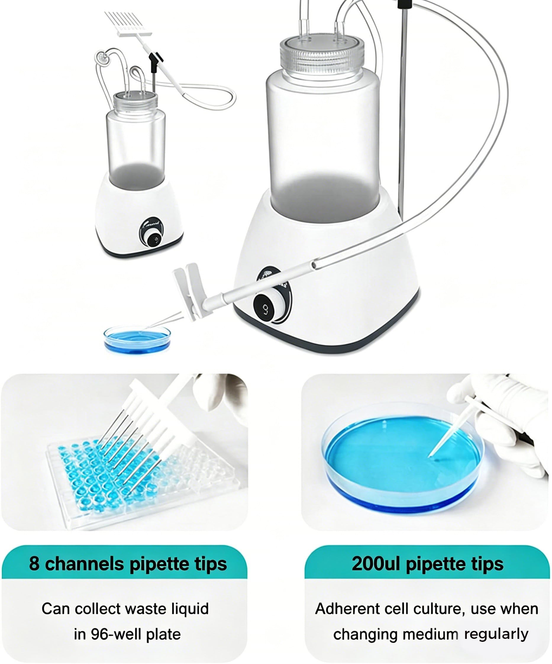 Unidad portátil de eliminación de residuos líquidos de Laboratorio, Aspirador al vacío pequeño para Reciclaje de líquidos de sobremesa, con Cabezal/Soporte de aspiración, para Laboratorio