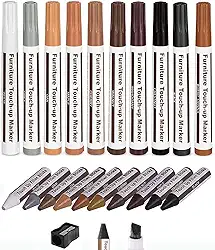 Marcadores de móveis Lifreer 21 peças de kits de reparo de riscos de piso de madeira, marcadores de madeira e bastão de cera com kit de apontador para reparo de funiture, arranhões no chão