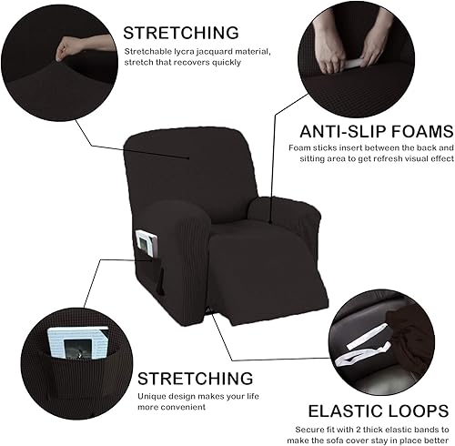 Vista 36 de Funda para silla reclinable, mezcla de poliéster, suave, para sofá, fundas protectoras elásticas con parte inferior elástica, tela tejida jacquard